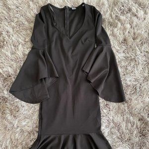 Long flare sleeve fitted dress